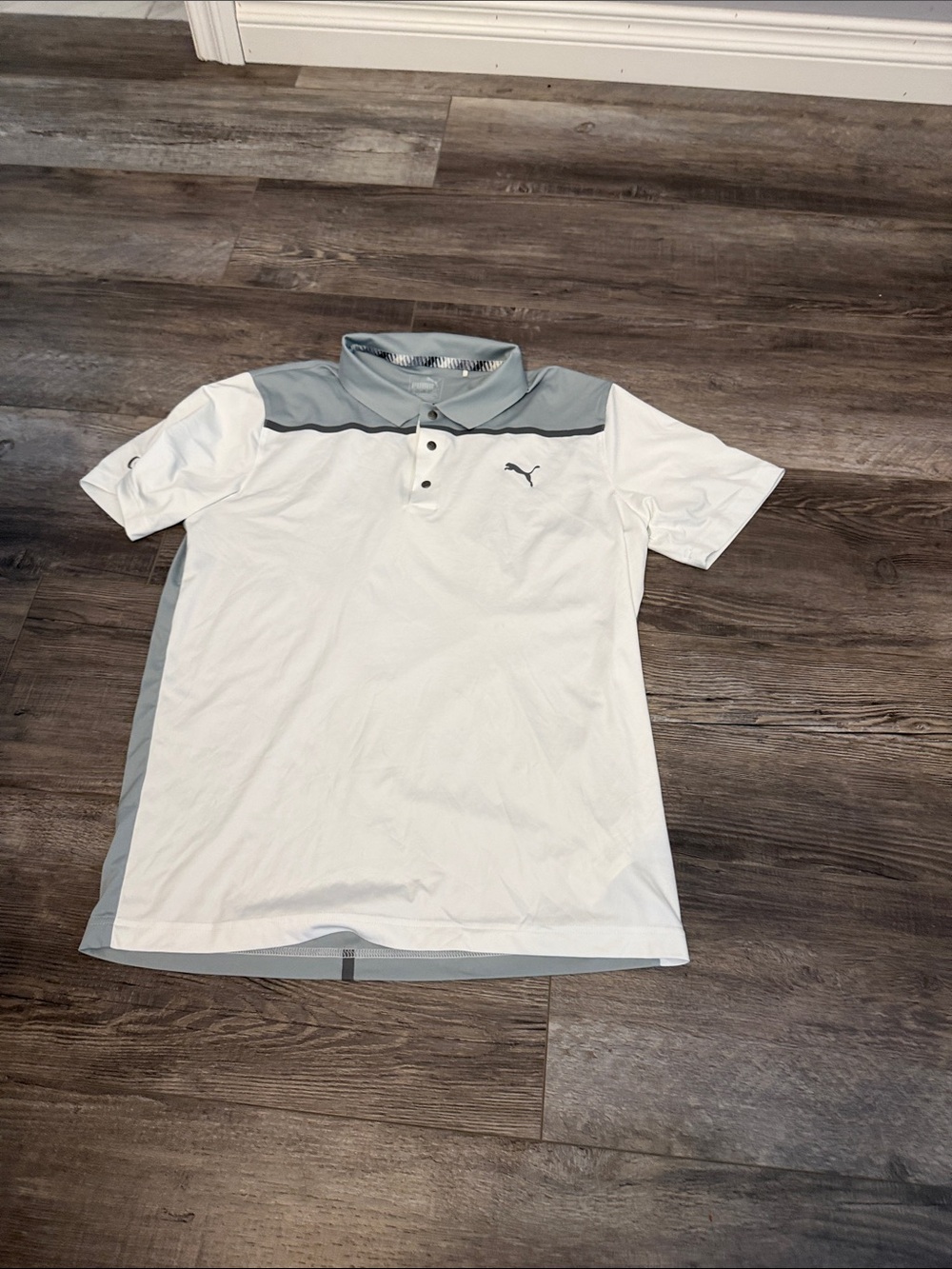 Puma Men's White‎ and Light Gray Performance Polo